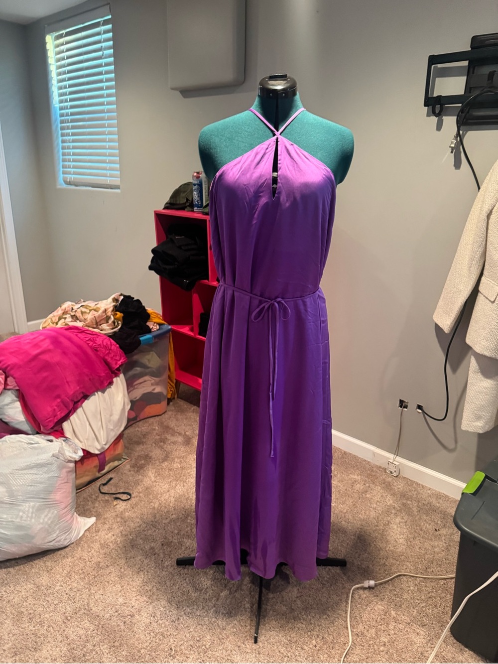 Ann Taylor Purple Halter Tie-Waist Maxi Dress